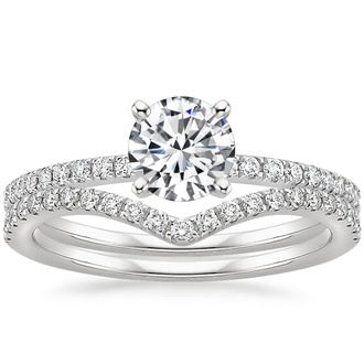 Platinum Ballad Diamond Ring (1/8 ct. tw.) with Flair Diamond Ring (1/6 ct. tw.)