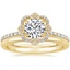 18K Yellow Gold Reina Diamond Ring with Petite Comfort Fit Wedding Ring