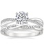 18K White Gold Crossover Diamond Ring with Petite Twisted Vine Diamond Ring (1/8 ct. tw.)