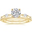 18K Yellow Gold Aimee Marquise Diamond Ring (1/4 ct. tw.) with Aimee Milgrain Wedding Ring