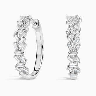 Luxe Baguette Diamond Cluster Hoop Earrings