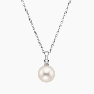 Premium Akoya Cultured Pearl and Diamond Pendant (8mm)