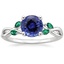 18KW Sapphire Willow Ring With Lab Emerald Accents, smalltop view
