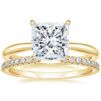 18K Yellow Gold Freesia Ring with Sia Diamond Open Ring