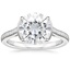 Moissanite Jade Trau Satin Esthética Solitaire Ring in 18K White Gold