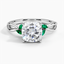 Moissanite Willow Ring With Lab Emerald Accents in 18K White Gold