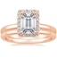 14K Rose Gold Fancy Halo Diamond Ring (1/8 ct. tw.) with Petite Comfort Fit Wedding Ring