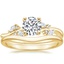 18K Yellow Gold Arden Diamond Ring with Petite Curved Wedding Ring