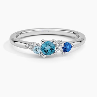 Blue Gemstone Cluster Ring