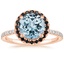 Rose Gold Aquamarine Waverly Diamond Ring with Black Diamond Accents
