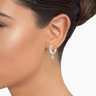 Aquamarine and Diamond Drop Huggie Earrings