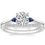 18K White Gold Aria Diamond Ring with Sapphire Accents with Petite Curved Diamond Ring (1/10 ct. tw.)