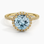 Yellow Gold Aquamarine Waverly Diamond Ring (1/2 ct. tw.)