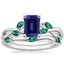 18KW Sapphire Willow Bridal Set With Lab Emerald Accents, smalltop view