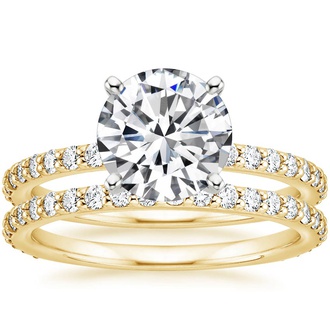 18K Yellow Gold Luxe Petite Shared Prong Diamond Bridal Set (3/4 ct. tw.)