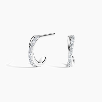 Pavé Diamond Twist Huggie Earrings