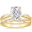 18KY Moissanite Twisted Vine Ring with Petite Twisted Vine Diamond Ring (1/8 ct. tw.), smalltop view