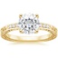 18KY Moissanite Delicate Antique Scroll Diamond Ring, smalltop view