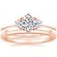 14K Rose Gold Tallula Three Stone Diamond Ring with Petite Comfort Fit Wedding Ring