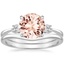 18KW Morganite Selene Diamond Ring (1/10 ct. tw.) with Petite Curved Wedding Ring, smalltop view
