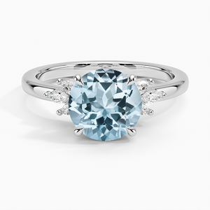 Aquamarine Stella Diamond Ring in 18K White Gold