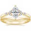 18K Yellow Gold Verbena Diamond Ring with Petite Curved Wedding Ring