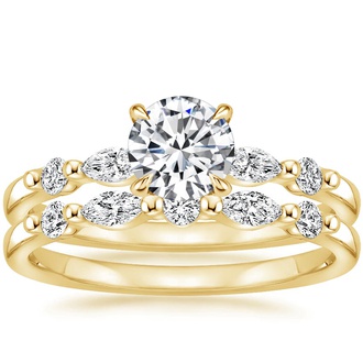 18K Yellow Gold Petite Versailles Diamond Bridal Set (3/8 ct. tw.)