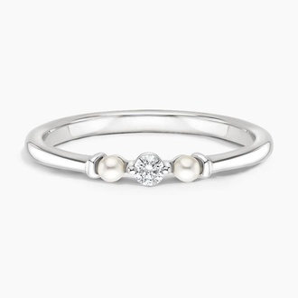 Marlene Freshwater Cultured Pearl and Diamond Ring in 18K White Gold