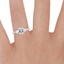 18K White Gold Perfect Fit Three Stone Diamond Ring, smallzoomed in top view on a hand