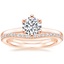 14K Rose Gold Six Prong Hidden Halo Diamond Ring with Curved Diamond Ring (1/6 ct. tw.)