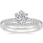 18K White Gold Six Prong Petite Shared Prong Diamond Ring (1/5 ct. tw.) with Petite Curved Diamond Ring (1/10 ct. tw.)