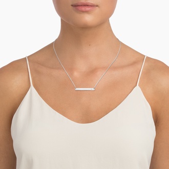 Engravable Horizontal Diamond Bar Pendant