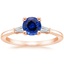 14KR Sapphire Tapered Baguette Three Stone Diamond Ring, smalltop view