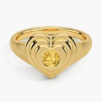 Citrine Heart Signet Ring