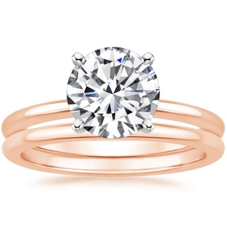 14K Rose Gold Four-Prong Petite Comfort Fit Bridal Set