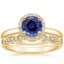 18KY Sapphire Halo Diamond Ring (1/6 ct. tw.) with Tiara Diamond Ring (1/10 ct. tw.), smalltop view