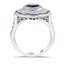 Vintage-Inspired Diamond and Sapphire Halo Ring, smallside view