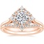14K Rose Gold Dahlia Halo Diamond Ring (1/3 ct. tw.) with Petite Curved Diamond Ring (1/10 ct. tw.)