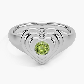 Peridot Heart Signet Ring