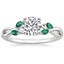 Platinum Willow Ring With Lab Emerald Accents, smalltop view