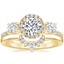 18K Yellow Gold Three Stone Waverly Diamond Ring (3/4 ct. tw.) with Lunette Diamond Ring