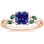 14KR Sapphire Willow Ring With Lab Emerald Accents, smalltop view