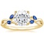 Yellow Gold Moissanite Willow Ring With Sapphire Accents