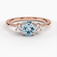 Rose Gold Aquamarine Selene Diamond Ring (1/10 ct. tw.)