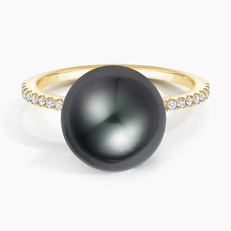 Debutante Cultured Black Pearl and Diamond Cocktail Ring - Brilliant Earth