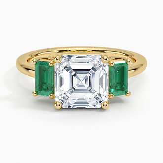 Luxe Rhiannon Three Stone Lab Emerald Ring