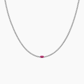 Lab Ruby and Diamond Tennis Necklace