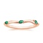 14K Rose Gold Willow Contoured Ring with Lab Emerald Accents, smalltop view