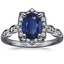 Sapphire Black Rhodium Cadenza Halo Diamond Ring in 18K White Gold