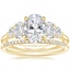 18K Yellow Gold Oval Five Stone Diamond Ring (1 ct. tw.) with Whisper Diamond Ring (1/10 ct. tw.)